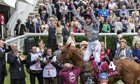 Frankie Dettori does a flying dismount at Goodwood
