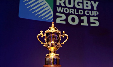 The Webb Ellis trophy is displayed prior