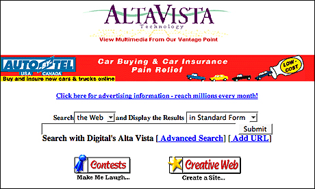google 1996. Alta Vista in 1996