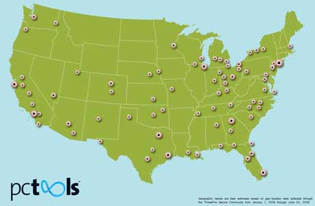 new york map of cities. PC Tools#39; Threatfire map of