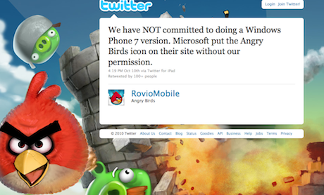Angry Birds tweet
