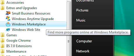 Windows Marketplace on Vista