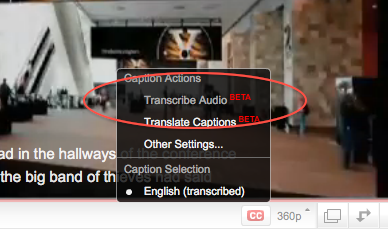 Turn on Google transcription