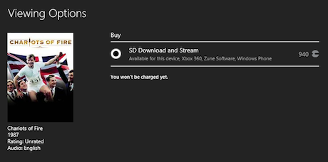 Windows 8: buy a video