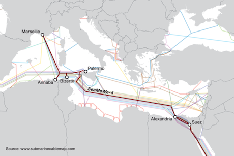 Egypt undersea cable map