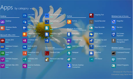 Microsoft 8.1 all apps desktop