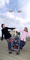 Barbara Ellen and her two children in Southwold, Suffolk 