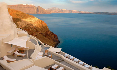 The Mystique hotel in Santorini, Greece.