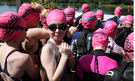 Maddy heading into the water