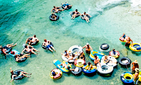 Tubing on the Guadalupe river in New Braunfels