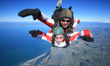 Rebecca skydiving in New Zealand