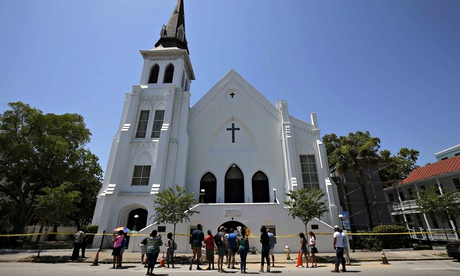 People outside Emanuel  Church 
