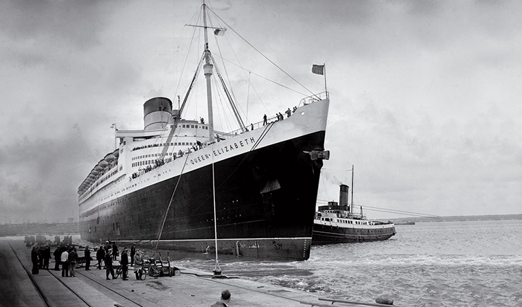 Queen Elizabeth ship: The Queen Elizabeth at Southampton in 1946