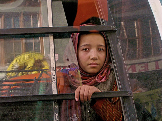 Been there May 2010: A girl on a bus in Ladakh, India