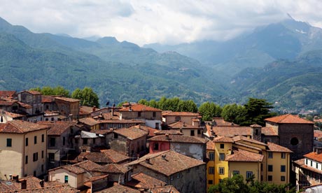 A view of the medieval hilltop town of Barga as seen from the Cathedral May 2006