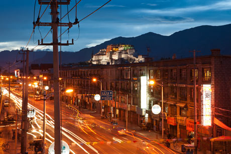 View over Lhasa to the Potala Palace