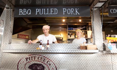 The Pitt Cue van underneath Hungerfod Bridge