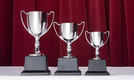 Three silver trophies