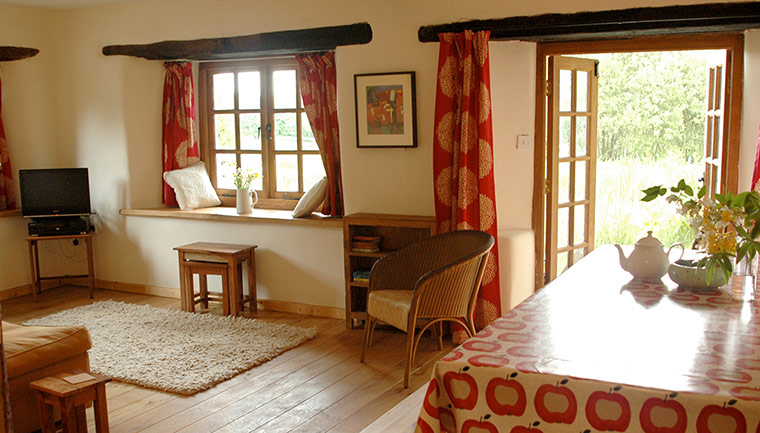 cool cottages devon: Great Burrow Cottage interior
