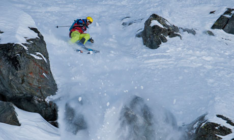 Freeriding in Verbier at the Freeride World Tour.