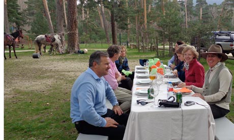 Kate Kellaway (in red) practises her Spanish on a riding holiday in Sergovia 