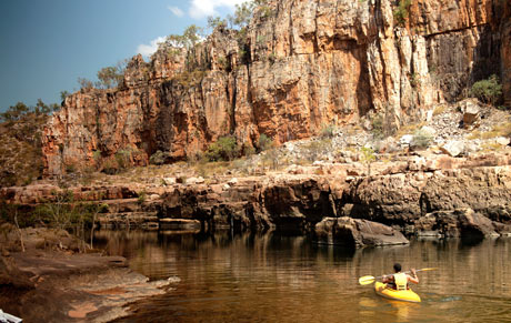 canoe on Katherine River at Nitmiluk National Park near Katherine, Northern Territory, Australia