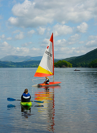 England's forests 2: Two females with canoe and sailing boat