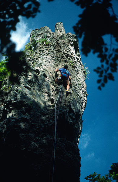 England's forests 2: Dave Felce rock climbing in Symonds Yat Great Britain