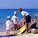 Family on the beach in Corsica