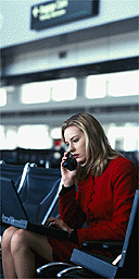 Passenger in airport lounge
