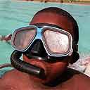 Enjoying a swim in the pool