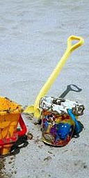 Bucket and spade on Bulgarian beach