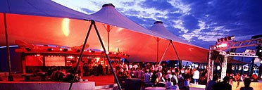 Sunset over a tent in a Club Med resort