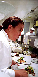 Traci de Jardins in her restaurant, Jardinière
