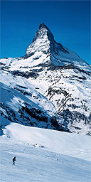 Skiing beneath the Matterhorn, Zermatt