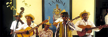 Musicians playing in a  bar in Havana