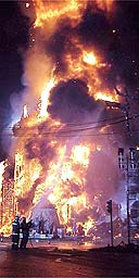 A falla on fire in Valencia