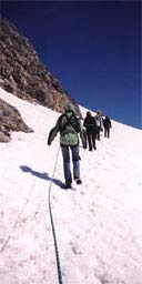 Hiking up a glacier in Gstaad
