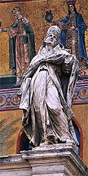 Statue outside the Santa Maria in Trastevere, Rome