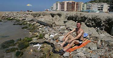 Tim Dowling on the beach in Durres, Albania