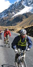 Cycling along La Cumbre to Coroico, Bolivia