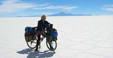 Alastair Humphreys in the Salar de Uyuni, Argentina