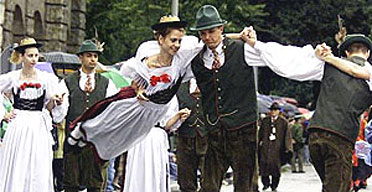 Traditional Bavarian dancing at Munich's Oktoberfest
