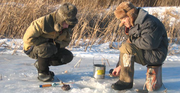 Ice fishing, Lake Nero, Russia