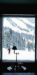 Skiers through the window