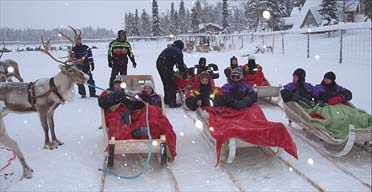 Preparing for a reindeer safari, Levi, Lapland