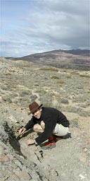 Paul Hamilos digging for dinosaurs in Argentina