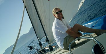 Flip Byrnes on the deck of one of the yachts she worked on