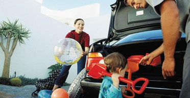 Family packing for holiday