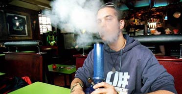 A tourist smoking in Amsterdam